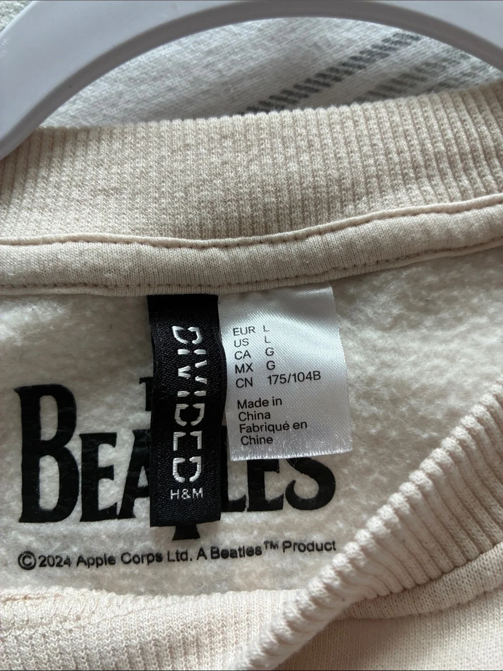The Beatles Cream Crewneck Sweatshirt with Pink Logo